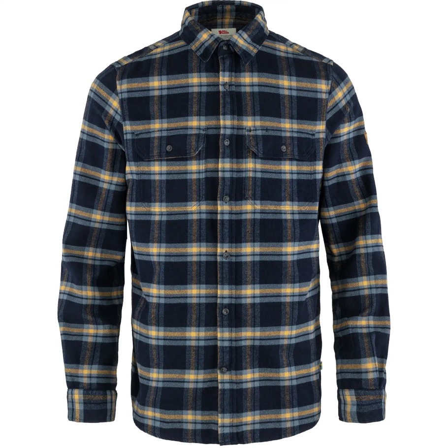 Fjällräven Outlets Dark Navy-Buckwheat Brown Övik Heavy Flannel Shirt M