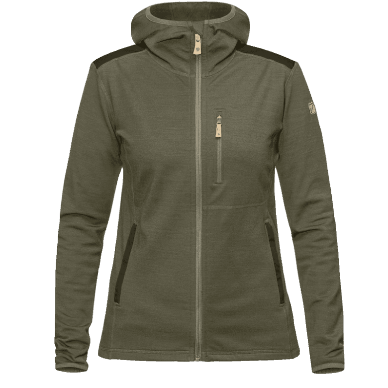 Laurbærgrønn-dyp Skog Keb Fleece-hettegenser W - L Grønn - D Skog Fjällräven Outlets